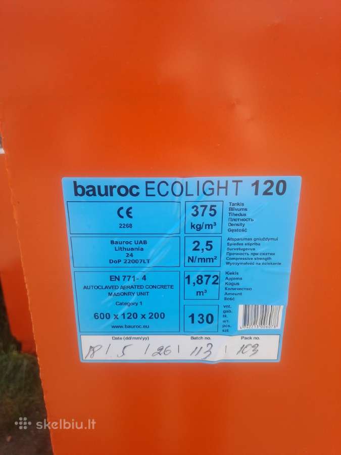 Parduodu Bauroc Ecolight 120 blokelius