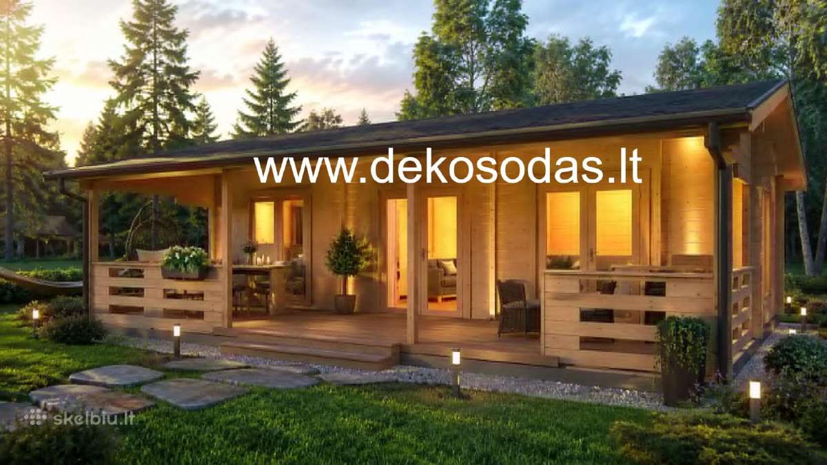 Medinis sandeliukas „saulė“ 8,95 3,7 m su terasa