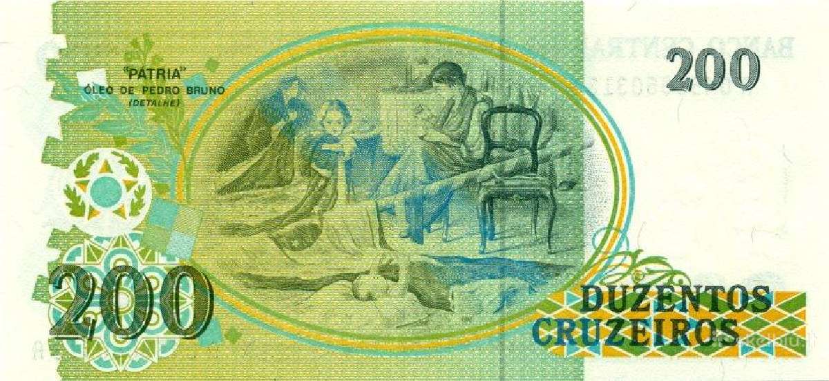Brazil 200 cruzeiros 1990. Unc. P