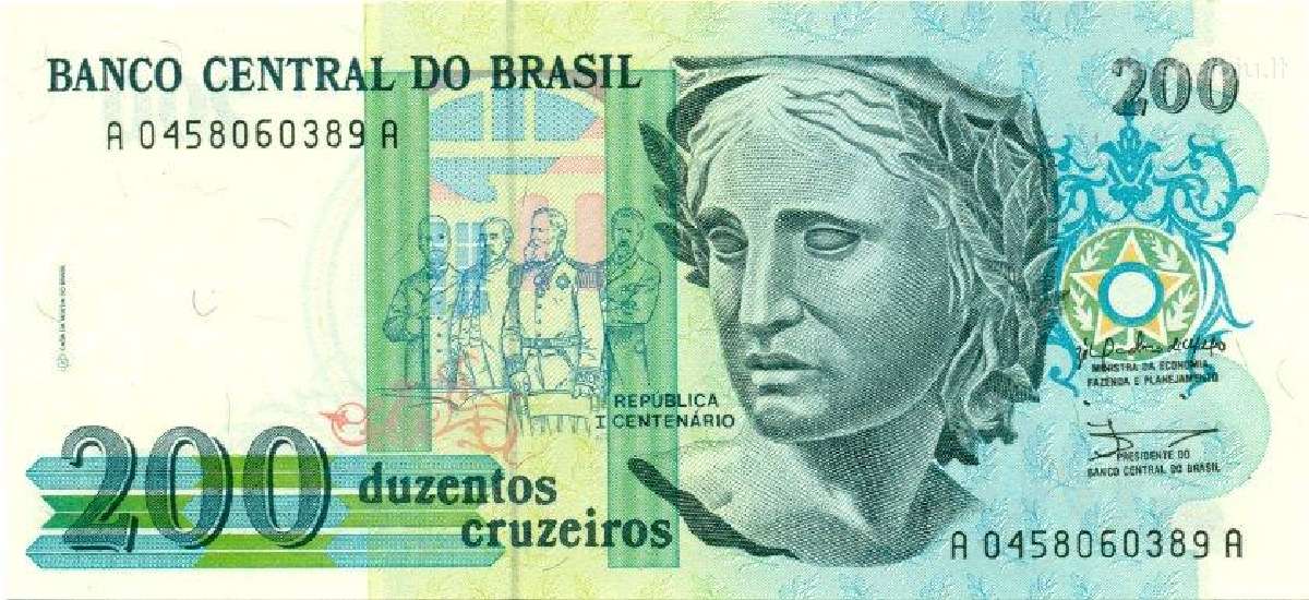 Brazil 200 cruzeiros 1990. Unc. P - nuotraukos Nr. 2