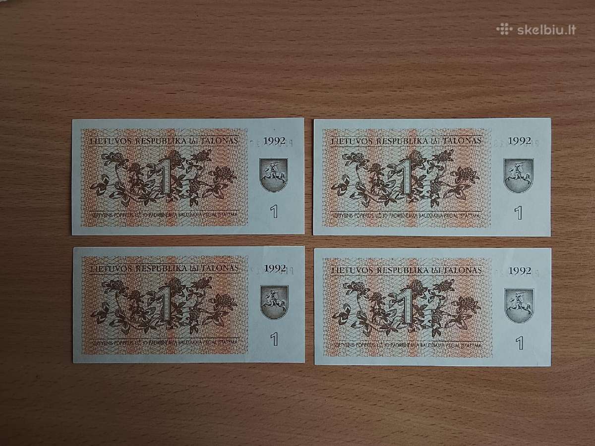 1 talonas 1992m. Unc - nuotraukos Nr. 2