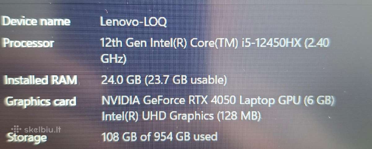 Lenovo Loq 15.6/i5/24gb/1tb/rtx4050 - nuotraukos Nr. 4