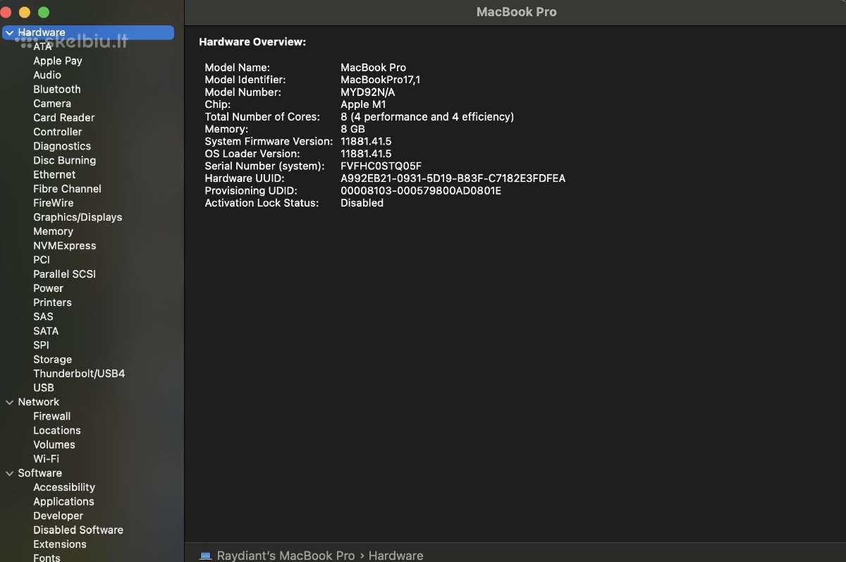 MacBook Pro 13" (M1, 2020) 8gb RAM 512gb SSD - nuotraukos Nr. 12