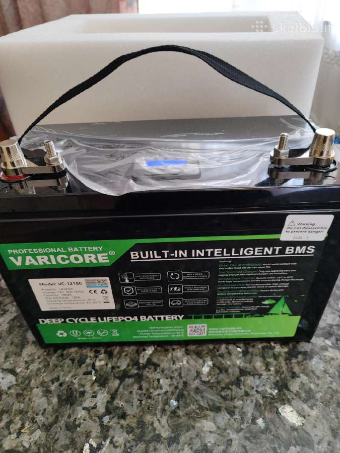Varicore 12v Lifepo4 180ah akumuliatorius+krovikli