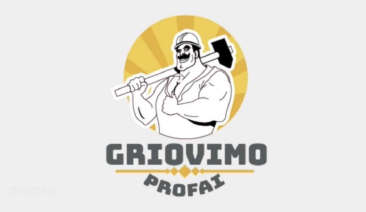 Darbininkai prie griovimo darbų