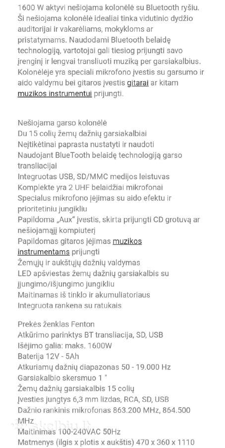 Nešiojama kolonėlė Fonton ft215led - nuotraukos Nr. 4