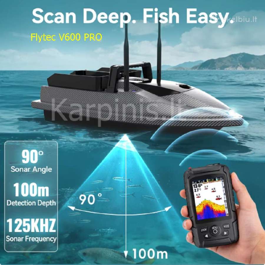 Flytec V600 Pro laivelis su GPS ir Echolotu 500 m - nuotraukos Nr. 6