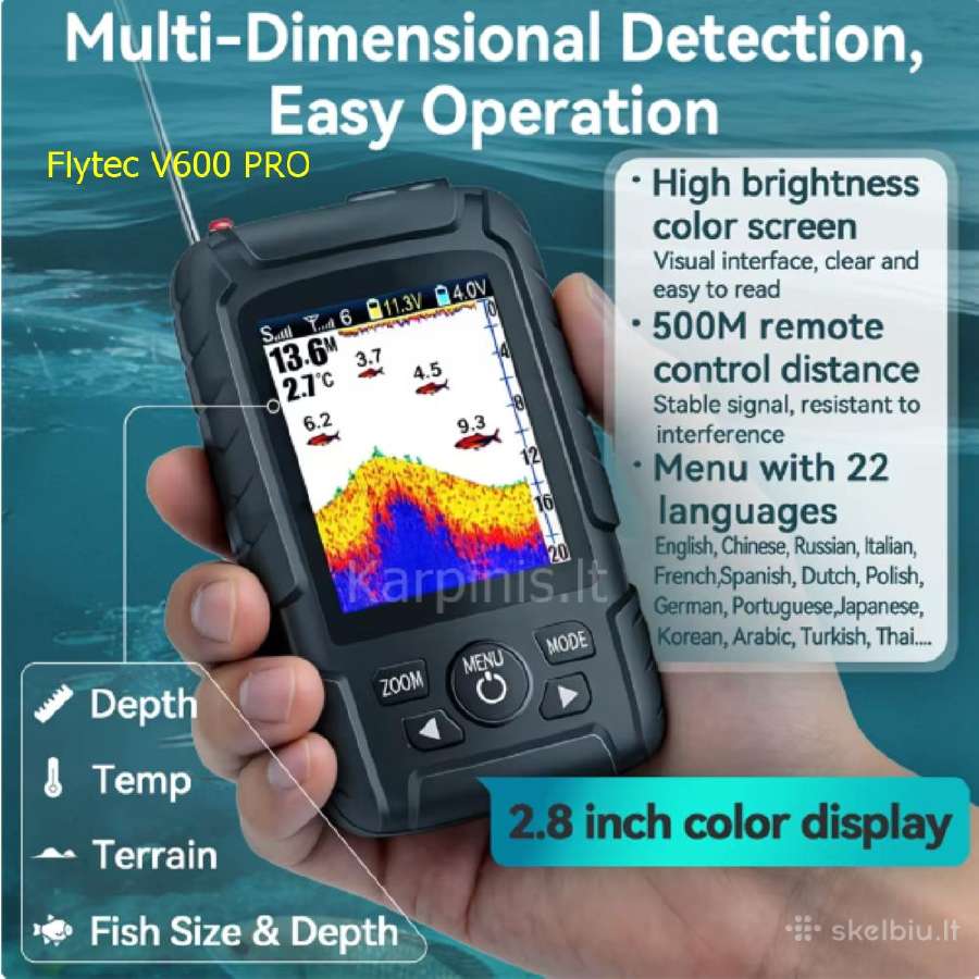 Flytec V600 Pro laivelis su GPS ir Echolotu 500 m - nuotraukos Nr. 7