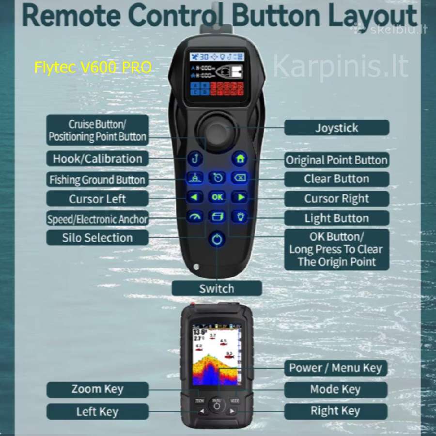 Flytec V600 Pro laivelis su GPS ir Echolotu 500 m - nuotraukos Nr. 8