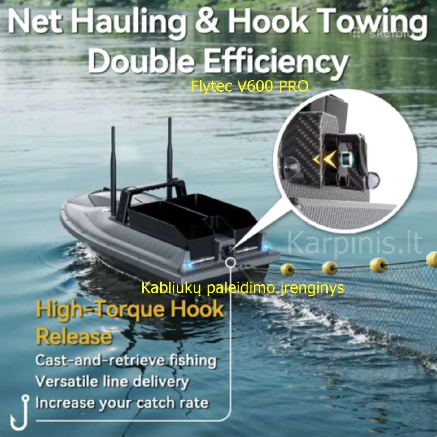 Flytec V600 Pro laivelis su GPS ir Echolotu 500 m - nuotraukos Nr. 14