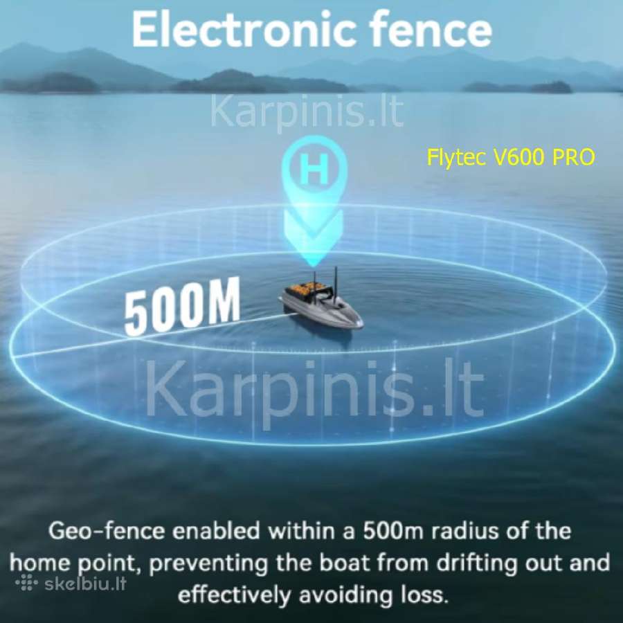 Flytec V600 Pro laivelis su GPS ir Echolotu 500 m - nuotraukos Nr. 17