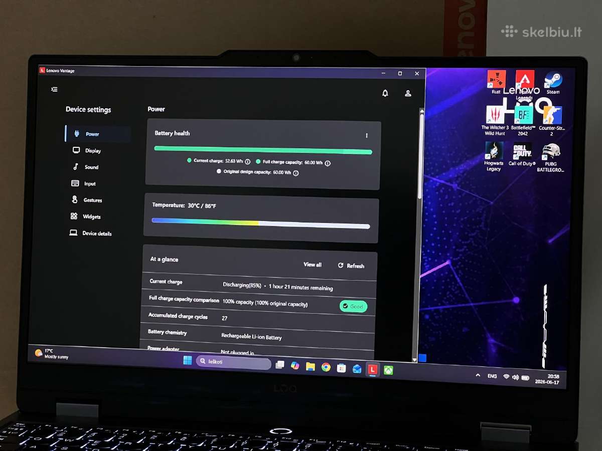 Parduodamas Lenovo Loq su Arc A530m, I5-12hx. - nuotraukos Nr. 10