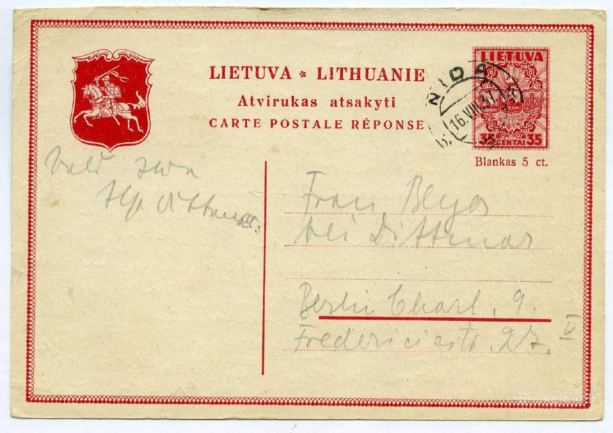 Nida Berlynas atvirlaiškis 1937
