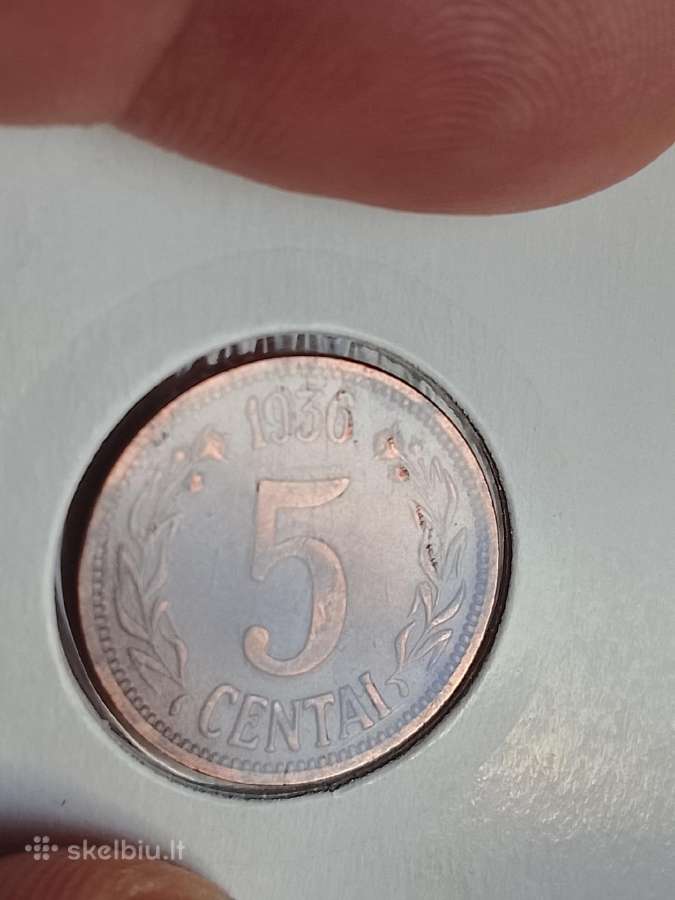 5 centai 1936m.grazi moneta - nuotraukos Nr. 2