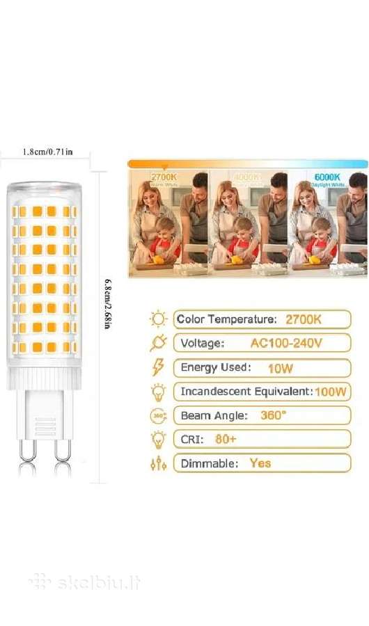 G9 LED pritemdomos lemputės 10w - nuotraukos Nr. 4