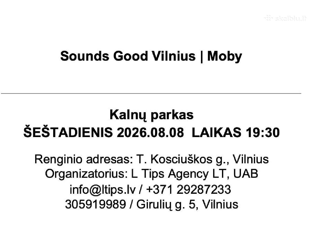 2 Fanu zonos bilietai i Sounds Good Vilnius Moby