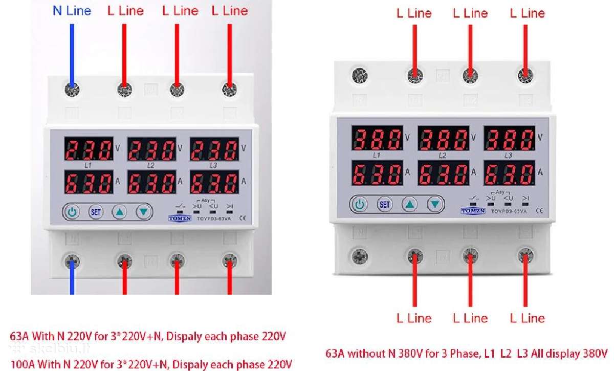 Voltmeter Tovpd3-63va Din Rail 3 - nuotraukos Nr. 3