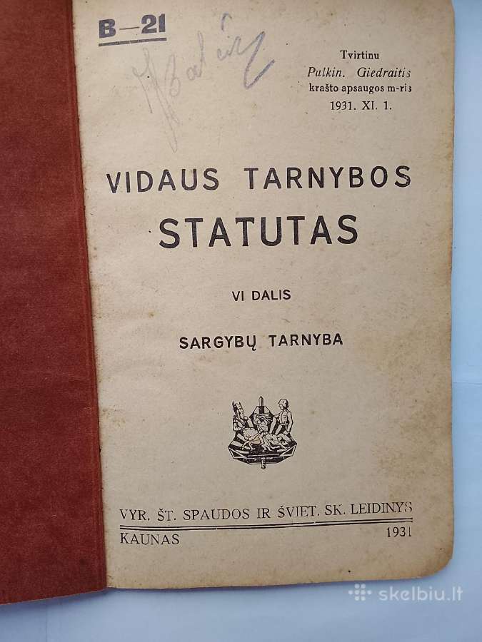Vidaus tarnybos statutas 1931m - nuotraukos Nr. 7