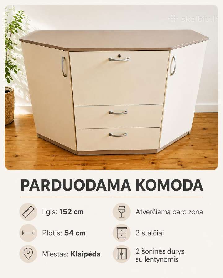 Kokybiška komoda 152cm x 54cm