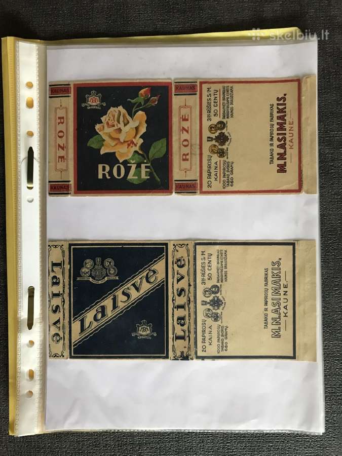 Tarpukario cigarečių pakelių rinkinys