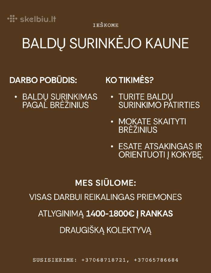 Ieškome Baldų Surinkėjo.