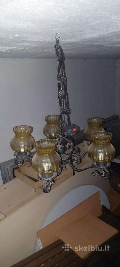 Vintažinis retro sietynas (liustra) su gintariniai