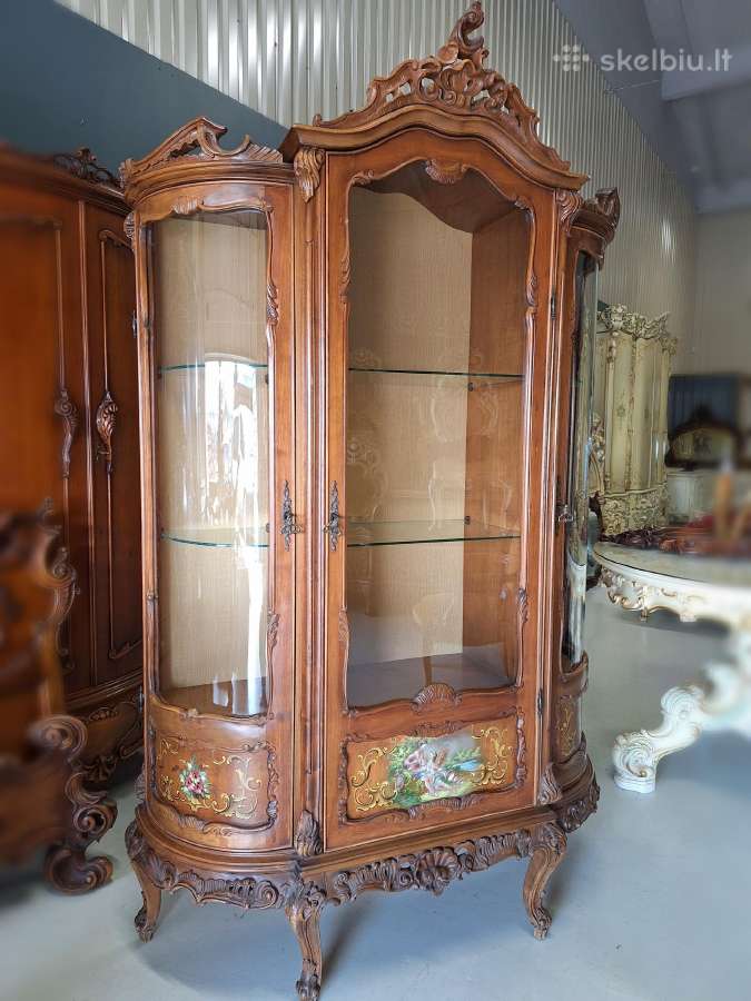 Prabangi, rokoko stiliaus medinė vitrina - nuotraukos Nr. 3