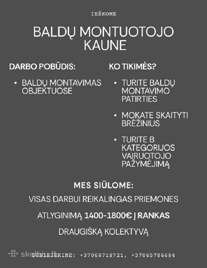 Ieškome Baldų Surinkėjo. - nuotraukos Nr. 2