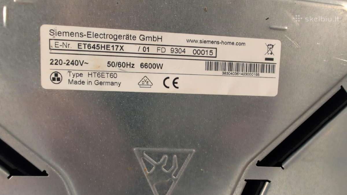 Įmontuojama kaitlentė " Siemens" - nuotraukos Nr. 3