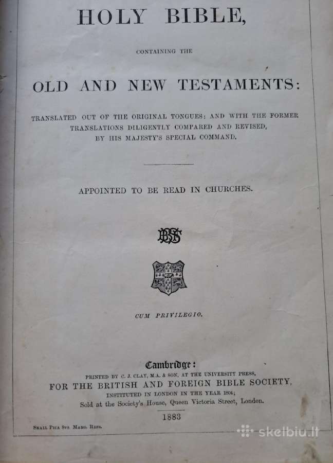 Antikvarinė Biblija (Holy Bible), 1883 m. - nuotraukos Nr. 2