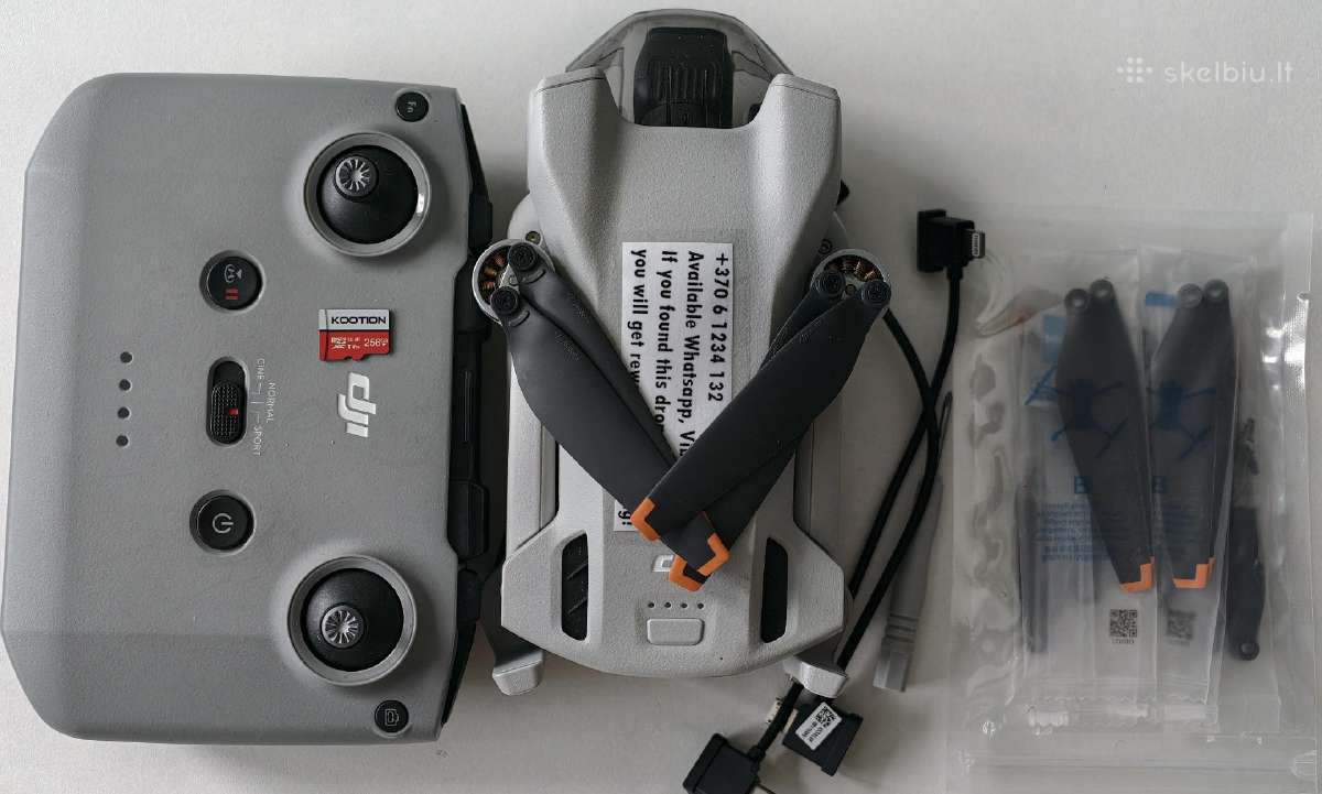 Dji mini 3 dronas su 256gb kortele ir priedais