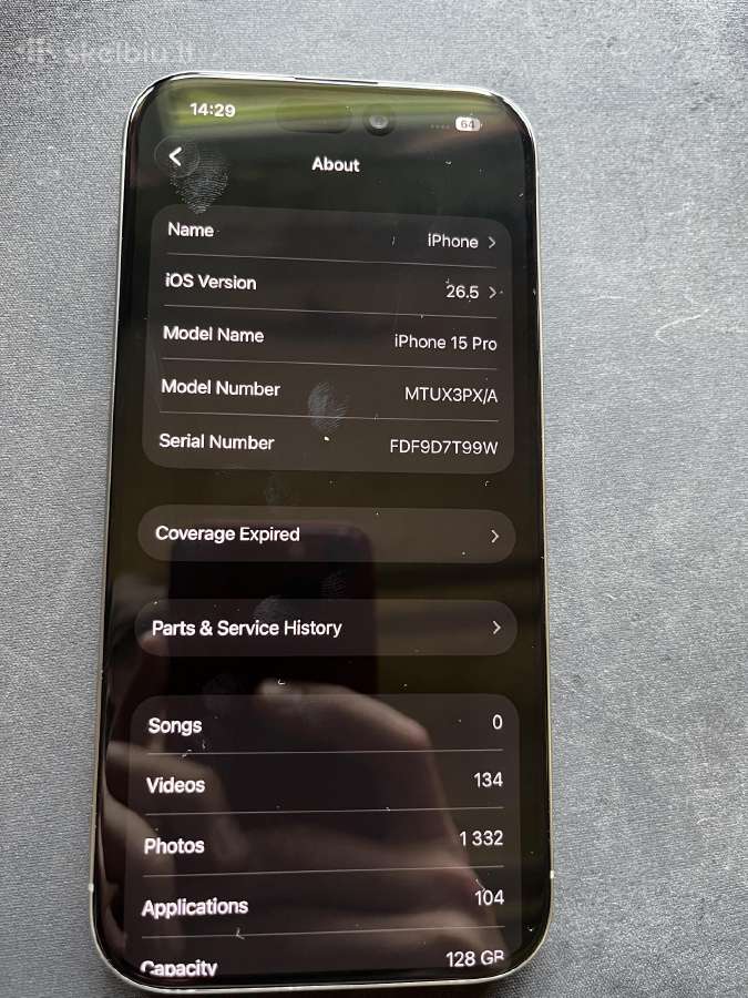iPhone 15 Pro Natural Titanium 128gb - nuotraukos Nr. 5