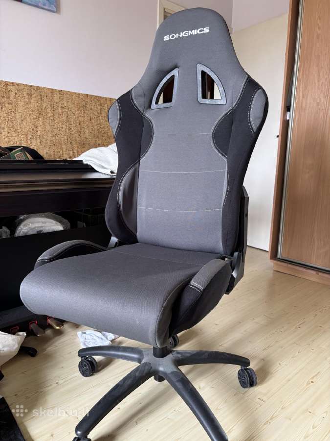 Ergonomiška žaidimų kėdė Songmics (pilka/juoda)