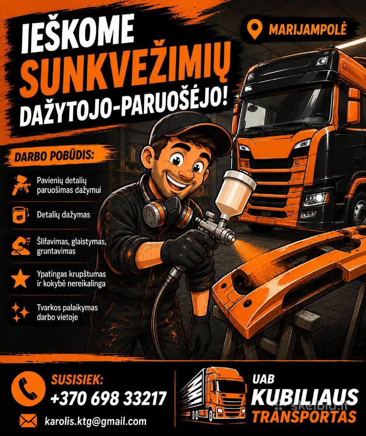 Ieškome sunkvežimių dažytojo-paruošėjo