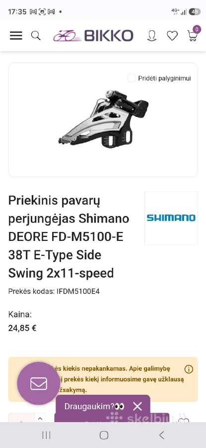 Shimano Deore priekinis begių perjungėjas