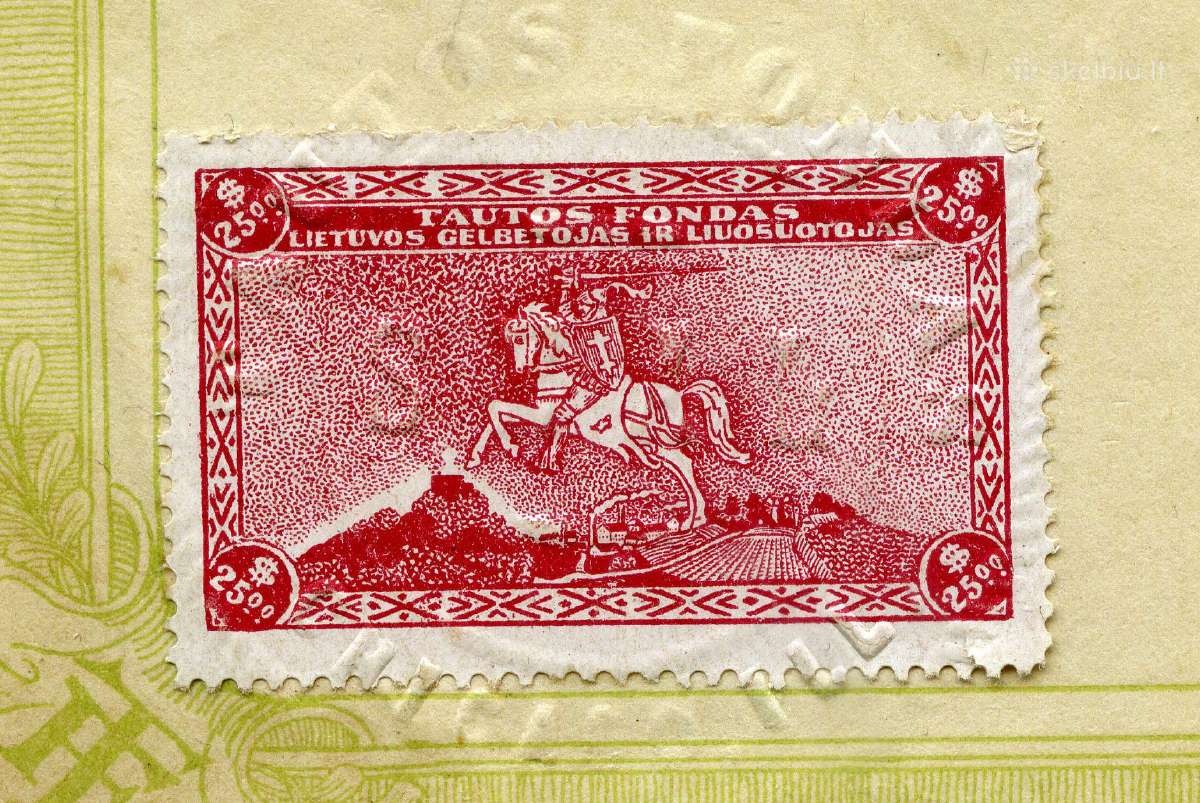 1919 Tautos fondo dokumentas +aukų rinkimo ženklas - nuotraukos Nr. 3