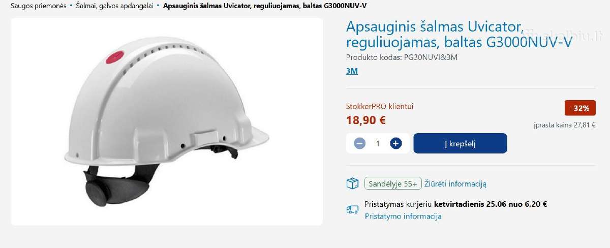 Apsauginis šalmas 3m - nuotraukos Nr. 2