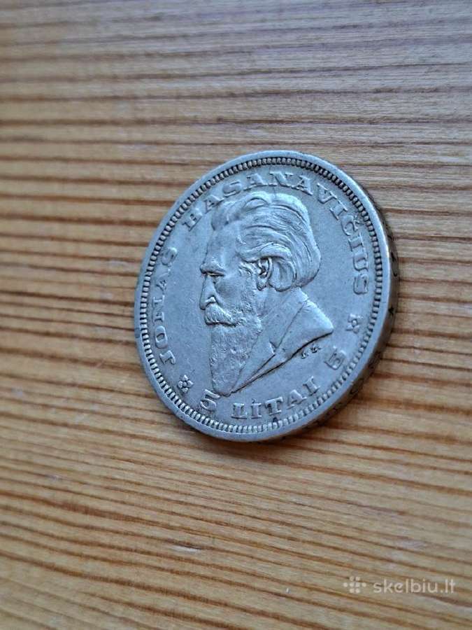 Lietuva 1936 5 litai (sidabras) Basanavičius - nuotraukos Nr. 3
