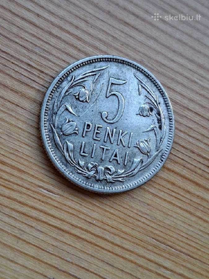 Lietuva 1925 5 litai (sidabras) "tulpės"/linai