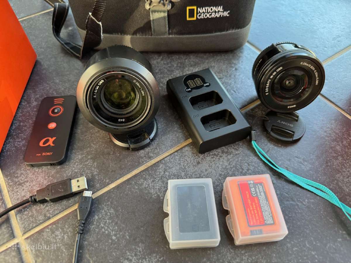 Sisteminis Sony Alfa 6000 su 3 objektyvais, dėklu - nuotraukos Nr. 2