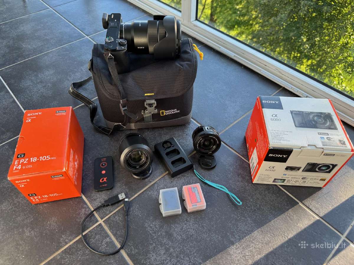 Sisteminis Sony Alfa 6000 su 3 objektyvais, dėklu - nuotraukos Nr. 7