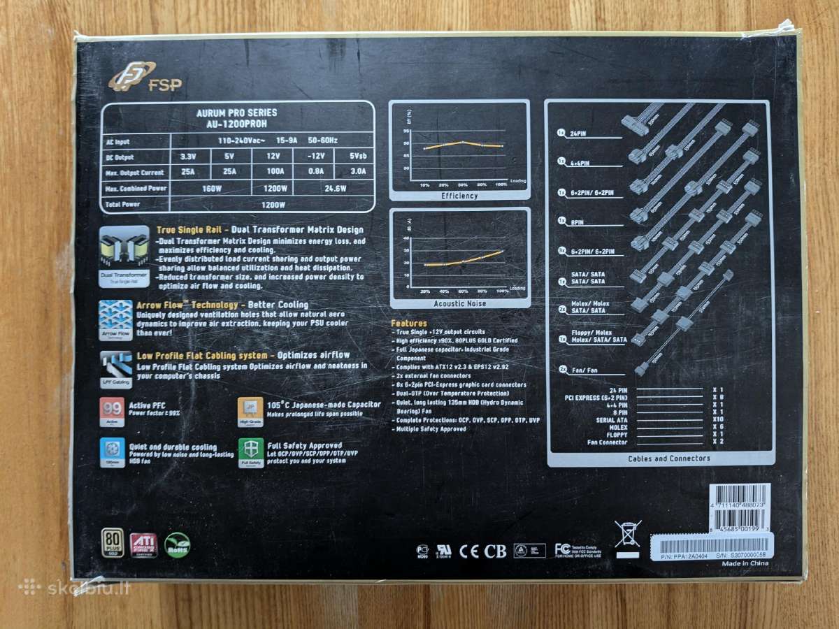 Fsp Aurum Pro 1200w 80plus Gold Psu - nuotraukos Nr. 2
