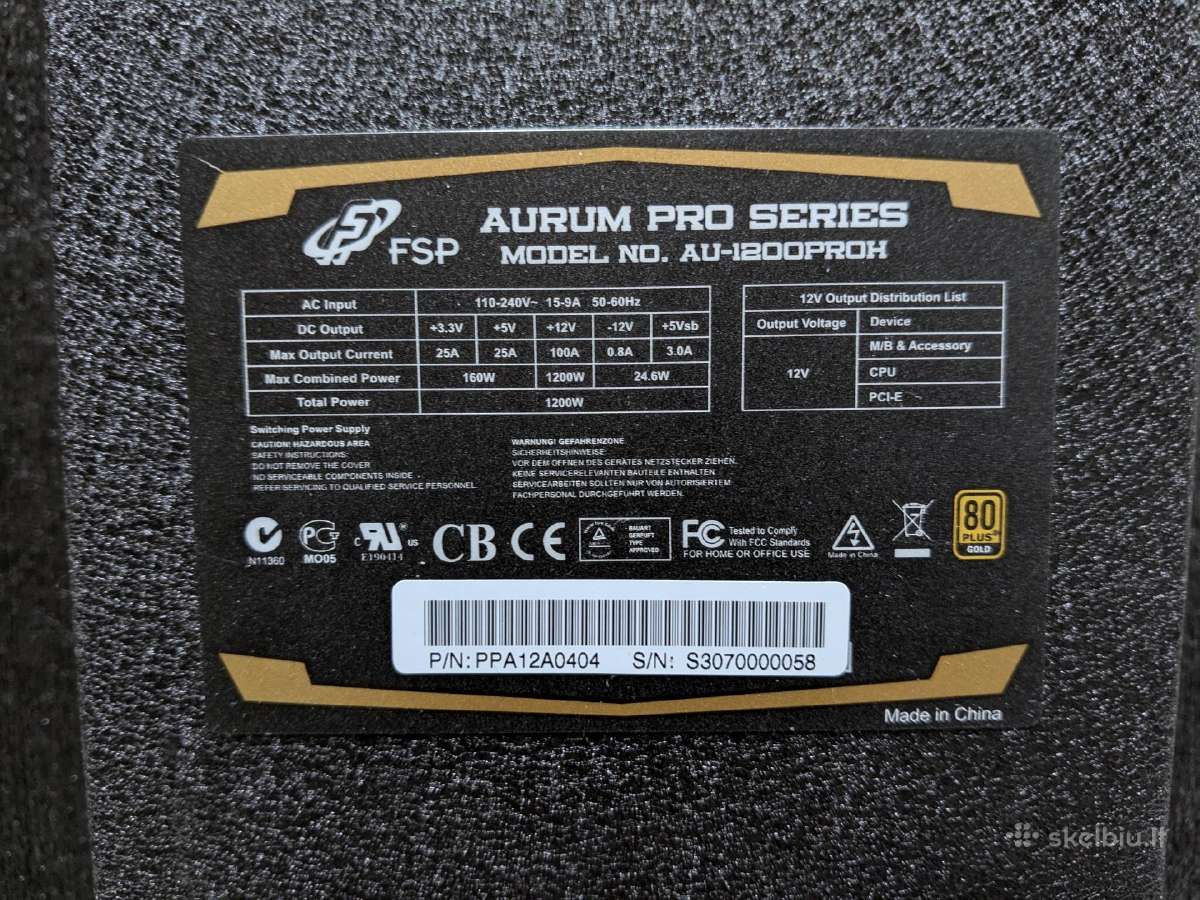 Fsp Aurum Pro 1200w 80plus Gold Psu - nuotraukos Nr. 5