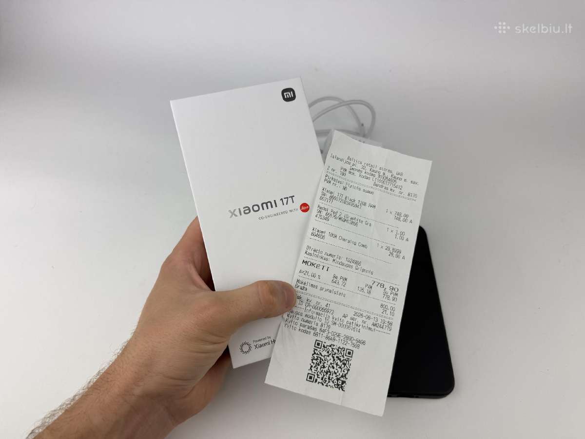 Naujas Xiaomi 17t Black 256gb Garantija