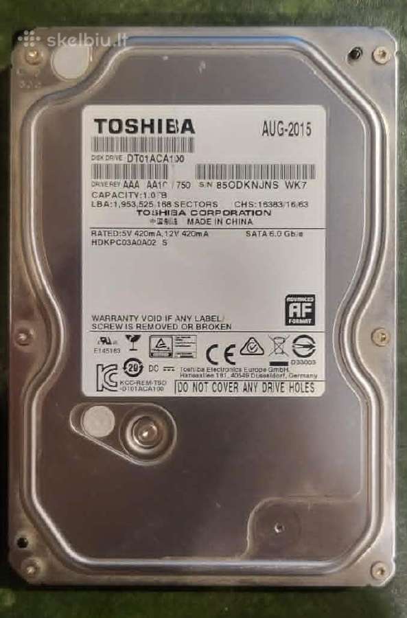 Toshiba -1tb Sata 6 GB/s, 7200rpm, 3.5