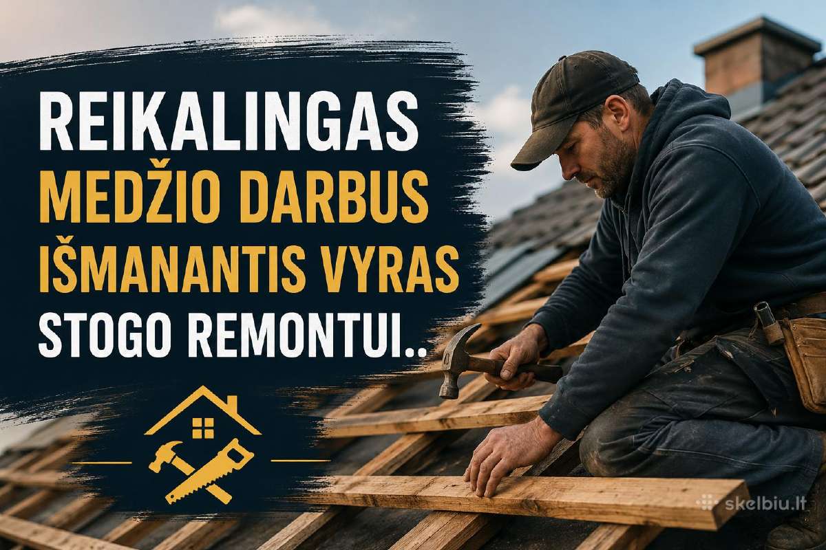 Ieškomas vyras medžio darbams prie stogo remonto