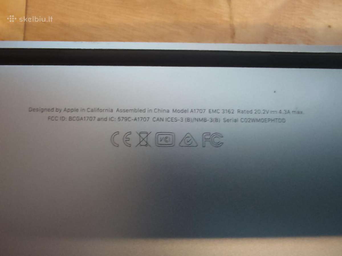 MacBook Pro 15.4 A1707 Mid 2017 i7 16gb 500gb - nuotraukos Nr. 7