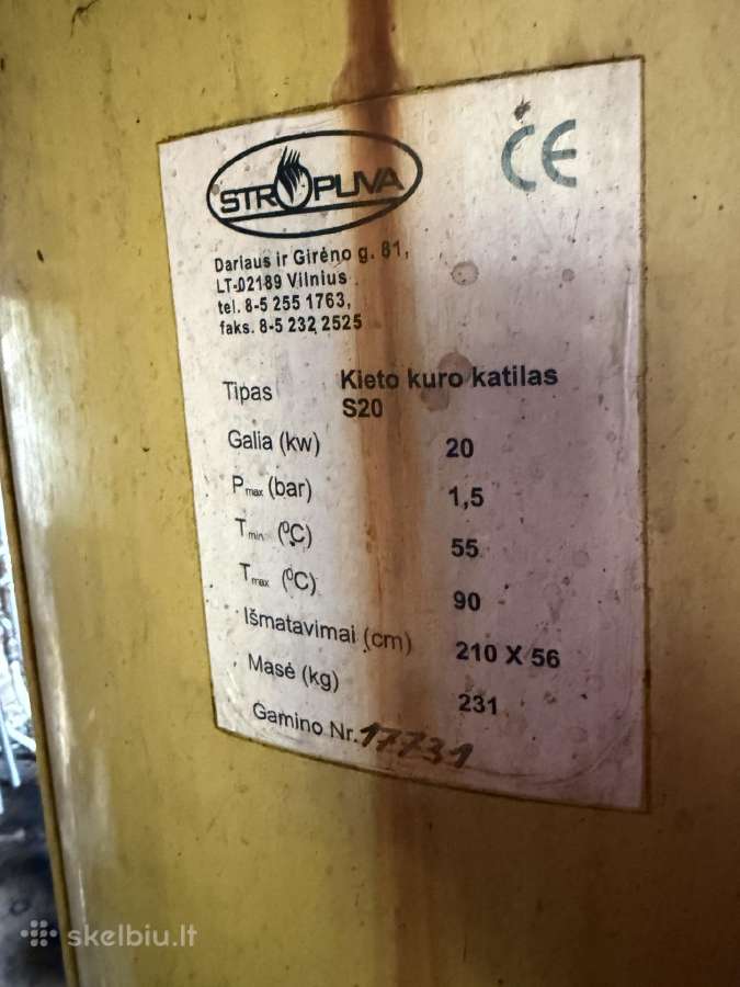 Stropuva S20 kieto kuro katilas 20 kw