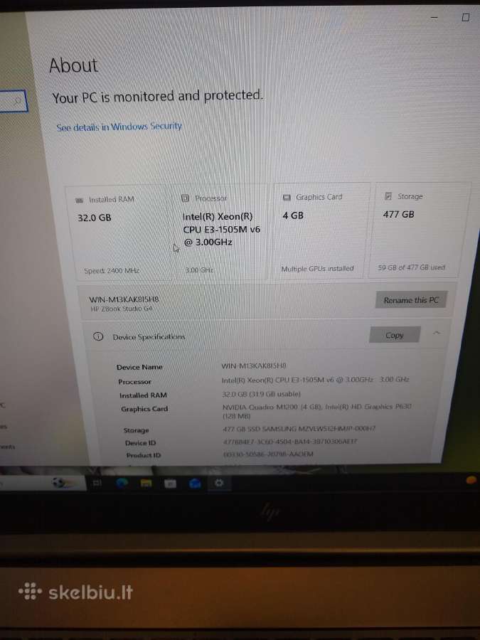 Zbook Studio 15" Xeon 3ghz/32gb RAM - nuotraukos Nr. 3