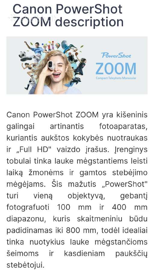 Mini nesiojama kamera canon zoom - nuotraukos Nr. 11
